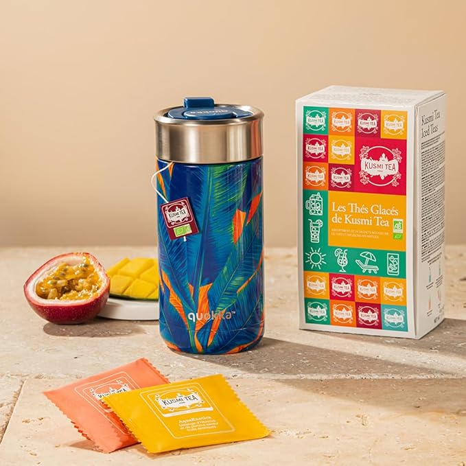 Kusmi Tea - Iced Teas Gift Set - Sampler Assortment Variety Box - Organic Teas - Gift Idea for Men and Women - Flavored Infusions, Hibiscus, Rooibos, Green Tea - 6 Iconic Blends - 24 Tea Bags - Bloomnest
