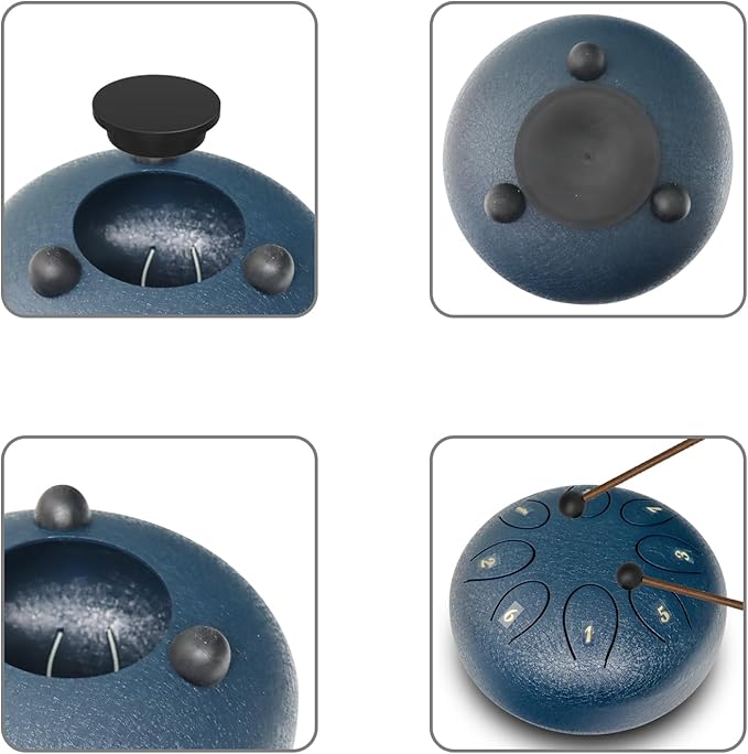 REGIS Steel Tongue Drum 6 inch 8 Notes Musical Percussion Instrument, rain Drum for Outside - Musician Gift for Family and Friends(Navy)