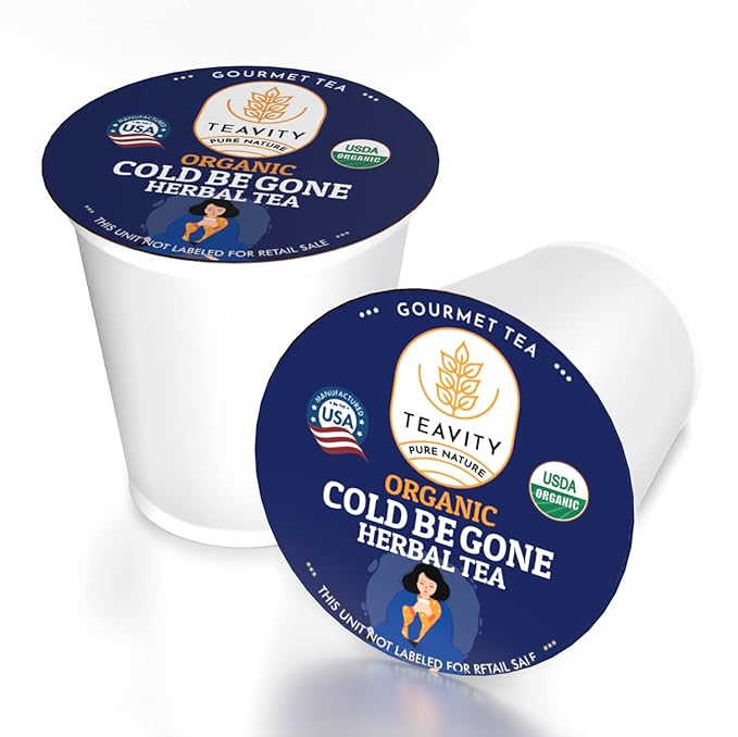 Organic Rooibos Tea Pods for Keurig with Lemon, Mint, Licorice - Unsweetened Decaf Tea for K Cup Brewing - Cold Be Gone by Teavity (12 Tea Pods) - Bloomnest