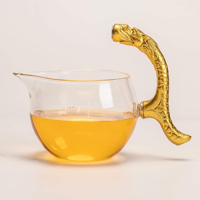 Glass Teapot Set with Infuser Semi Automatic Dragon Tea Set (Golden teapot) - Bloomnest