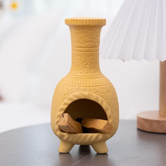 Handcrafted Terracotta Palo Santo Burner - Mexican Style Chiminea Clay Incense Dish & Anxiety Relief, Mini Aromatic Home Altar with Chimney Design, Meditation Gift for Women/Mom - Bloomnest