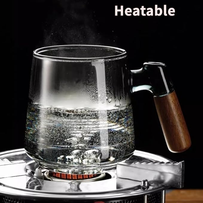 SHUWEICAO-Glass Tea Cup with Infuser and Lid, 17oz/500ml Hand-blown Borosilicate Glass Tea Mugs for Loose Leaf Tea. Gifts for Men(Classic)