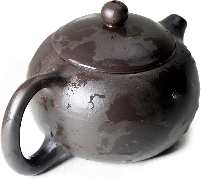 Chinese Clay Teapot 6.7Oz Handmade Xishi Zisha Tea Pot Black Gold Sand Spherical Filter Kungfu Tea Set - Bloomnest