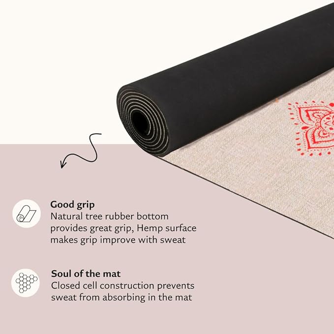 Shakti Warrior Pro Hemp Mat - Artist Designed, Premium Printed Eco-Friendly Non-Slip mat, Great for Regular & Hot Yoga, Pilates, Workouts 72 inch x 24 inch x 3mm Thick