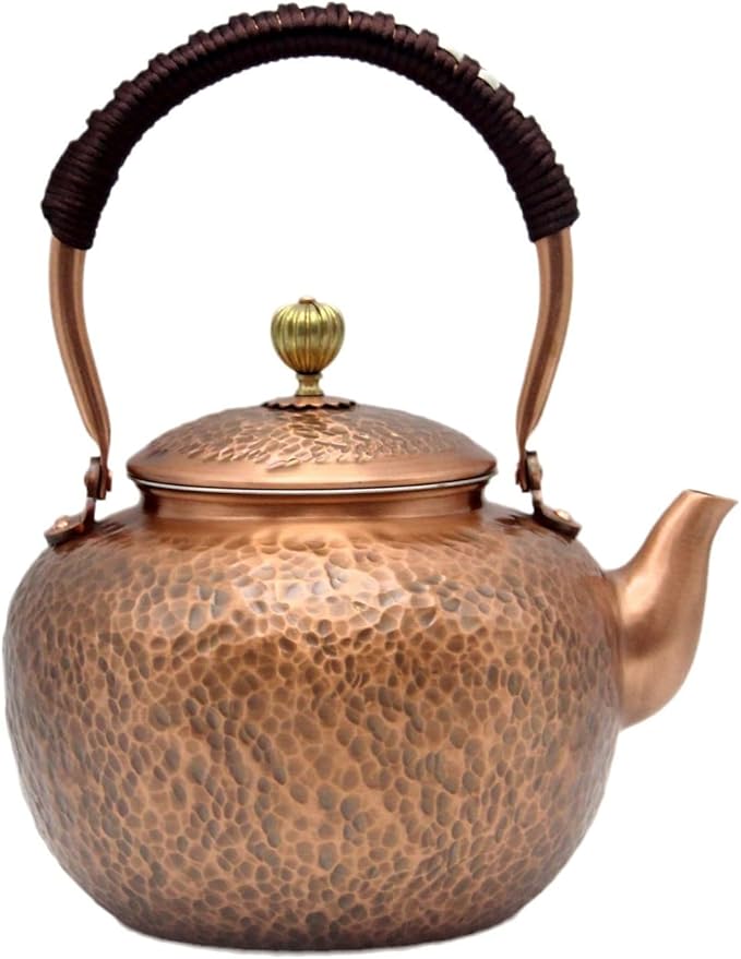 50.7oz Elegant Chinese Style Copper Tea Kettle For Stovetop, Non-Coating Pure Copper Teapot with Stainless Steel Infuser For Loose Tea, Large and Solid Tea Pot(1500ml) - Bloomnest