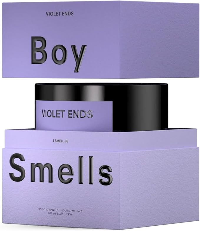 Boy Smells Violet Ends Candle - 27 oz - Aromatic Candle for Home with Rhubarb, Violet and Smoked Papyrus - Up to 100-Hour Burn - Cotton Wick - Bloomnest