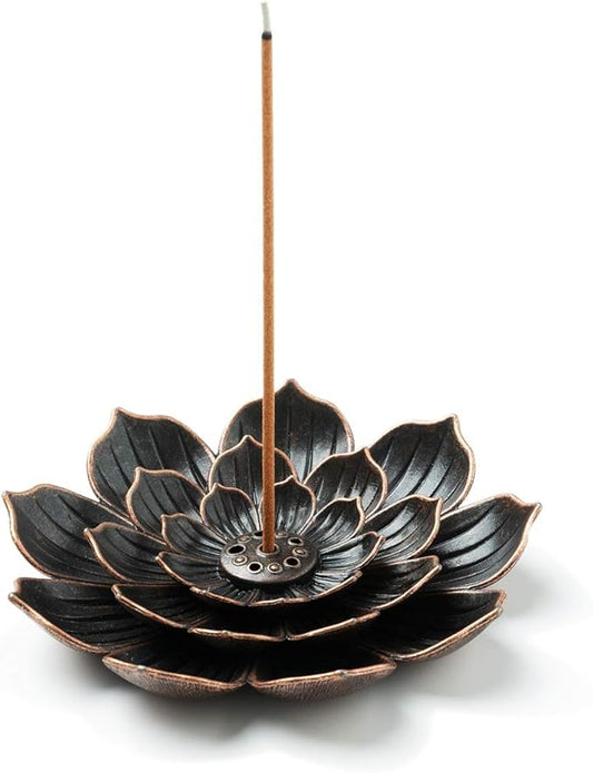 Incense Burner, Incense Holder for Sticks, Brass Lotus Incense Stick Holder and Detachable Ash Catcher - Bloomnest