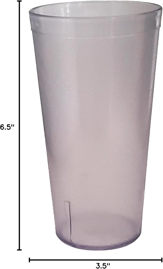 Party Outlaw Clear Plastic Cup Tumblers 6 Pc 20oz Lightweight, Heavy Duty Stackable Cafe Style Plastic Glasses. Reusable & Dishwasher Safe Ice Tea & Water Cups - Bloomnest