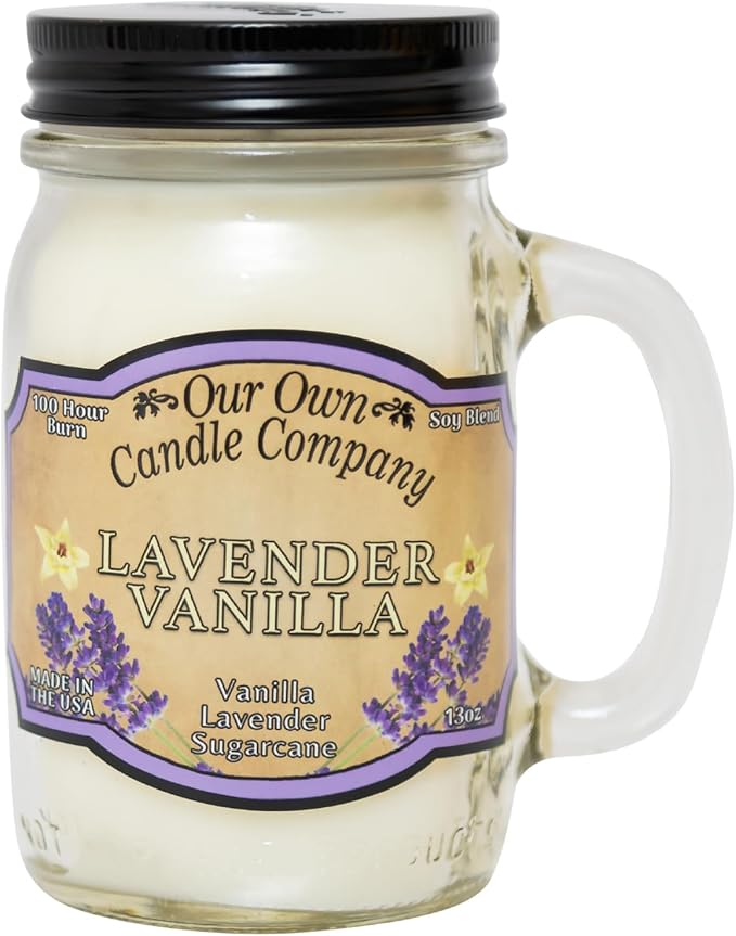 Our Own Candle Company, Lavender Vanilla Scented Mason Jar Candle, 100 Hour Burn Time, 13 Ounces - Bloomnest