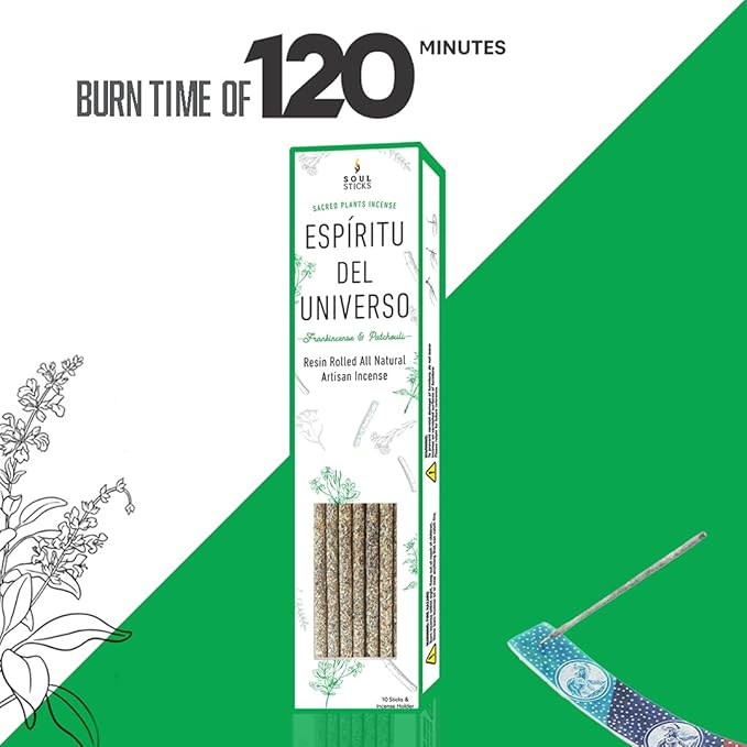 SOUL STICKS Handcrafted 10pcs Resin Artisan Incense Sticks Non-Toxic & Long Lasting Aromatic Sticks for Yoga Meditation Relaxation Aromatherapy Cleansing & Purification (Frankincense & Patchouli) SoulSticks
