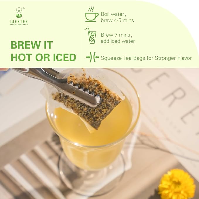WT WEETEE Lemon Ginger Decaf Green Tea Bags 50 Counts, Made of Decaffeinated Green Tea, Ginger & Natural Lemon Flavor, Clean & Fresh - Bloomnest