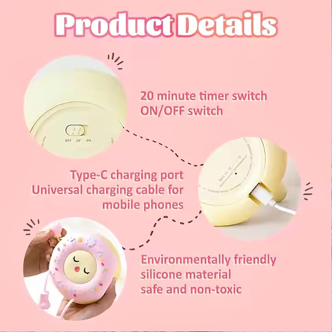 Cute Donut Night Light for Kids,Silicone Nursery Nightlight, Touch Control USB Rechargeable Lamps Breastfeeding Sweet Kawaii Dorm Room Decor Christmas Gift Baby Kids Girls Teens,White - Bloomnest