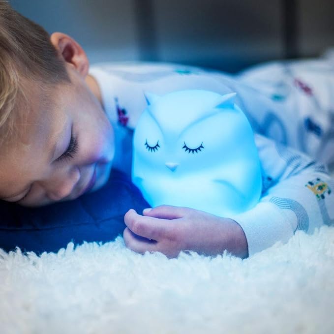 Lumipets Remote Control Silicone Night Light for Kids - Owl Design with 9 Soft Colors & Sleep Timer - Rechargeable, Battery-Operated Lamp for Bedroom | Baby Nursery, Toddler, Girls, Boys - Bloomnest