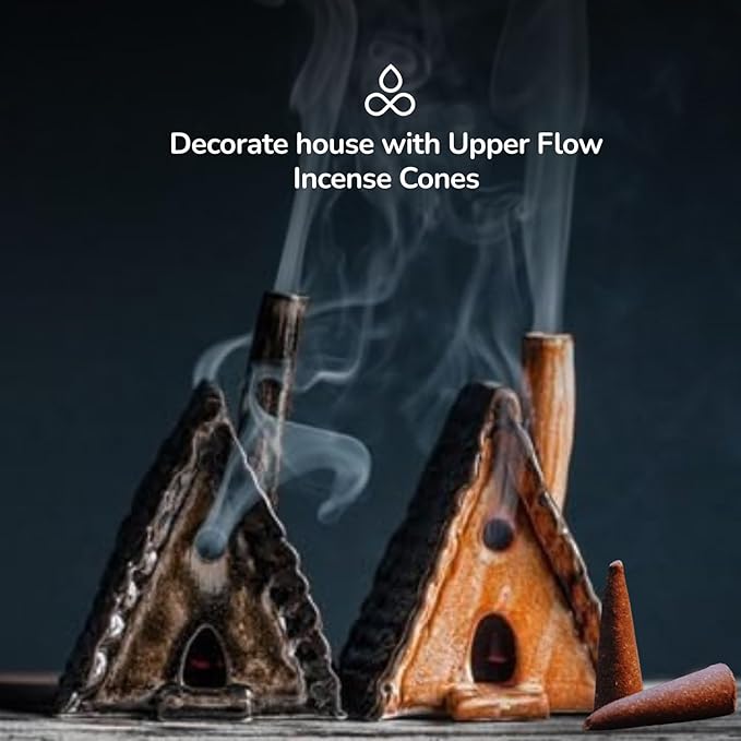 Organic Incense Cones Scented - (120 Cone Incenses, 10 Variants) Clean No Charcoal Incense, Made from Upcycled Flowers | Palo Santo, Frankincense, Nag Champa Cones, etc. (with Holder) CalmvedaIncenseAromatherapy