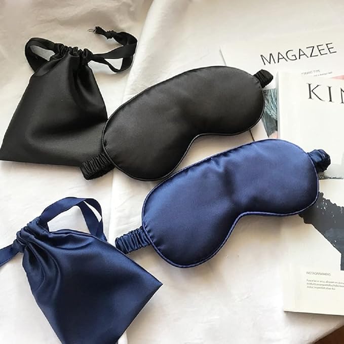 Silk Satin Sleeping Eye Mask, Black Sleep Eye Mask Night Blindfold for Women and Men, Soft Breathable Blackout Eyeshade Eye Cover for Travel, Wedding Bridesmaid Gift - Bloomnest