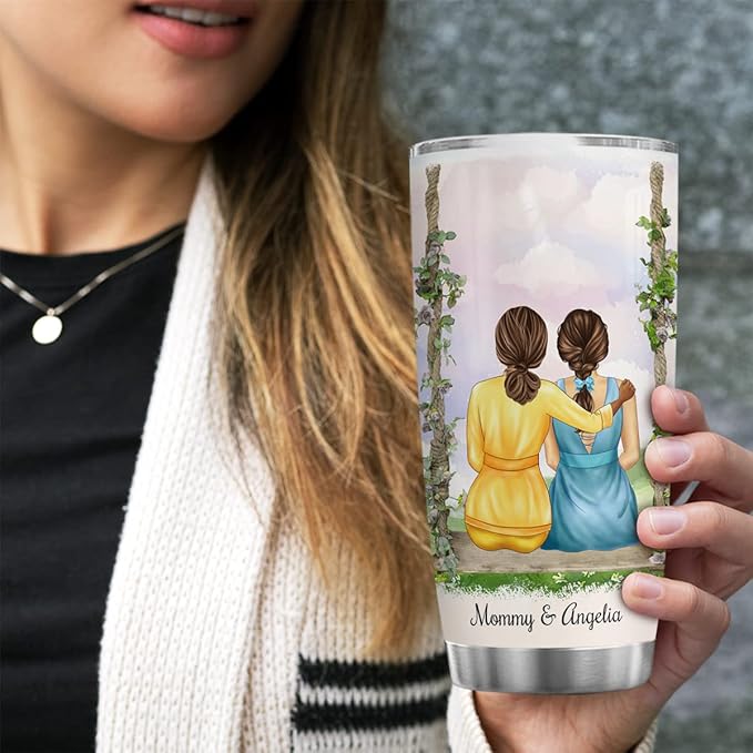 wowcugi Personalized Tumbler The Love Between Mother & Daughter Is Forever Tumblers With Lid 20oz 30oz Double Walled Vacuum Insulated Stainless Steel Coffee Cup For Moms Mothers Day Birthday Christmas - Bloomnest