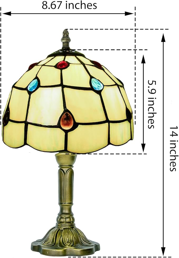 8 Inch Tiffany Lamp, Small Stained Glass Lamp for Bedside, Living Room, Yellow - Bloomnest
