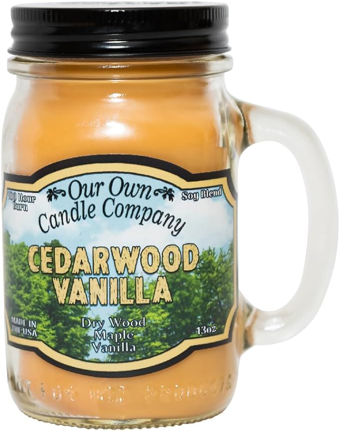 Our Own Candle Company, Cedarwood Vanilla Scented Mason Jar Candle, 100 Hour Burn Time, 13 Ounces - Bloomnest