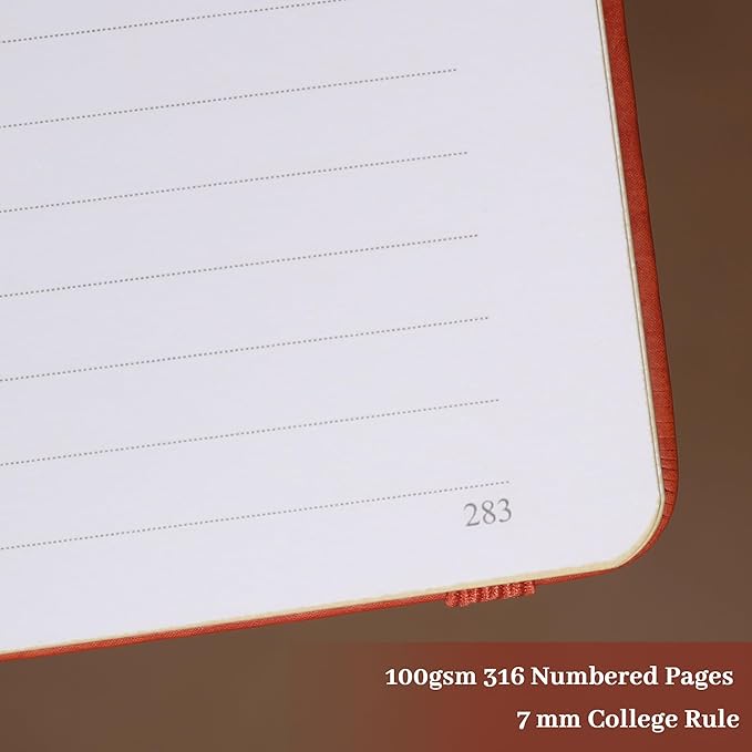 TIEFOSSI Lined Journal for Women Men, Vintage Notebooks with Bookmarks, Hardcover A5 College Ruled Notebook 316 Numbered Pages for Writing, Daily Journal for Work School, Note Taking - Bloomnest