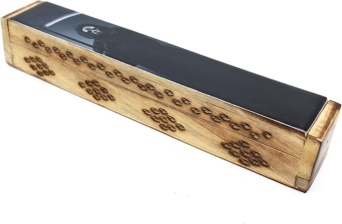 SOUL STICKS Handmade Carved Incense Burner Wooden Coffin Box with Storage Includes Go Away Evil Incense Sticks (Grim Reaper) - Bloomnest
