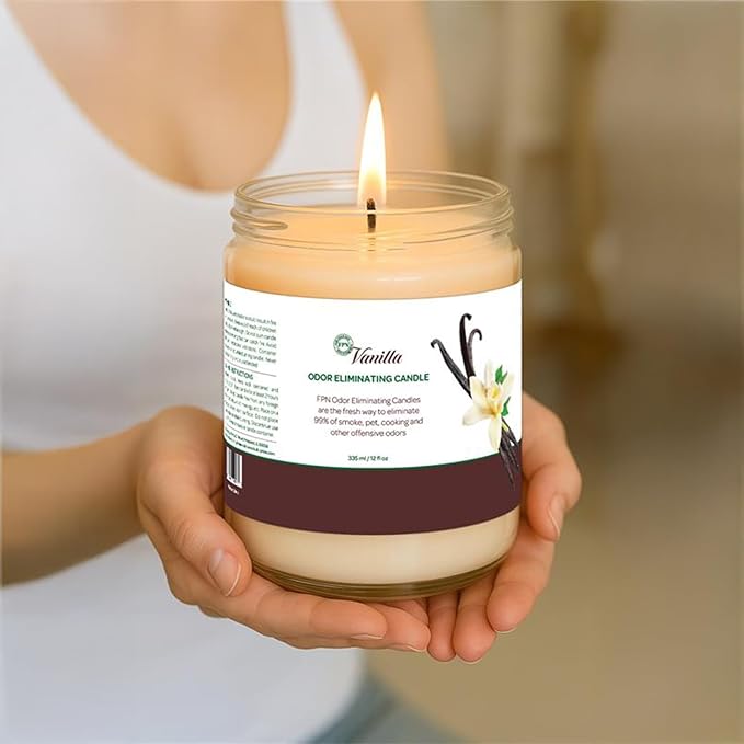Candle Set Vanilla Odor Eliminating – 2 Pack - 12oz – Long-Lasting Soy Wax Candles – Neutralizes Pet, Kitchen & Smoke Odors – Clean Burn, Eco-Friendly, Aromatherapy Candle - Bloomnest