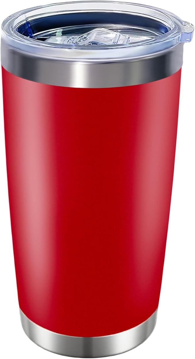 1 Pack 20oz Stainless Steel Tumbler with Lid, Leakproof Double Wall Travel Mug for Hot/Cold Drinks, Home Office Outdoor Party Use, Durable Powder Coated Insulated Cup/Red - Bloomnest
