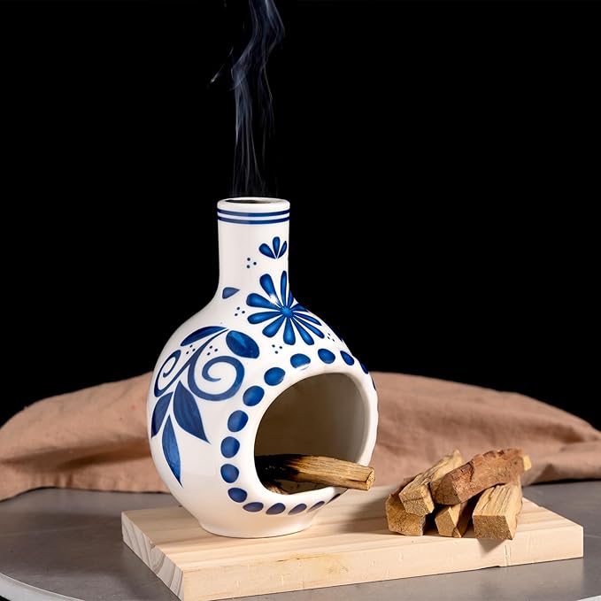 Handmade Ceramic Palo Santo Holder Burner - Mini Chimenea Incense Dish for Palo Santo and Sticks - Sage Holder for Meditation Decor - Bloomnest