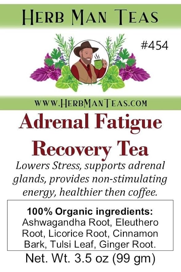 ADRENAL FATIGUE TEA – Non-Stimulating Energy & Stress Support with Adaptogens – by Master Herbalist Khabir – 100% Organic, Non-GMO, No Additives - Bloomnest
