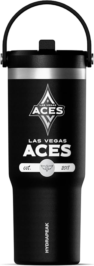 Hydrapeak x WNBA Officially Licensed Las Vegas Aces 32 oz Nomad Tumbler with Handle and Straw Lid, Leakproof Stainless Steel Water Bottle - Bloomnest