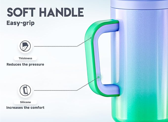 Meoky 50 oz Tumbler with Handle, Tumbler with Lid and Straw, Insulated Stainless Steel Travel Mug, 100% Leak-proof, Keeps Cold for 36 Hours or Hot for 12 Hours (Fairyland) - Bloomnest