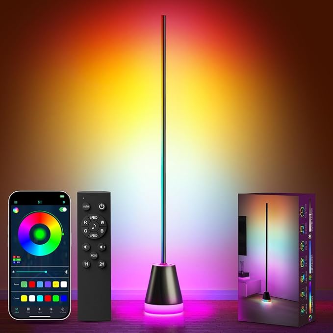 Keepsmile Smart RGB LED Corner Floor Lamp,172 LEDs Bright Standing Lamps for Living Room with APP and Remote,Modern Floor Lamp with Music Sync and 16 Million Colors, Ambient Lighting for Bedroom - Bloomnest