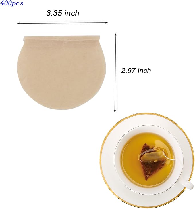 400pcs Loose Leaf Tea Empty Tea Bags - Round Natural Disposable Tea Filter Bags, Unbleached Paper Drawstring Tea & Coffee Brewing & Soup Bags - Bloomnest