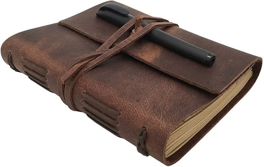 Leather Journal Notebook for Men & Women,A5 Size Diary,6.2x8.5 Inch, Vintage Style Personalized Journal for Gift,Genuine Leather Bound Notepad for Travel Journal to Write,240 lined Pages,Rustic Brown - Bloomnest