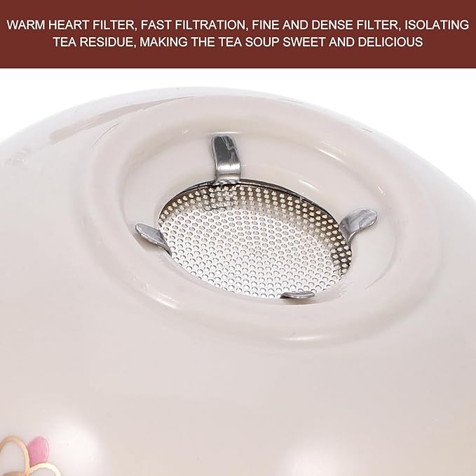 BESPORTBLE Rotation Ceramic Teapot with Anti-scald Handle Portable Small Capacity Tea Kettle for Home and Office Ceramic and Material Easy to Clean and Store - Bloomnest