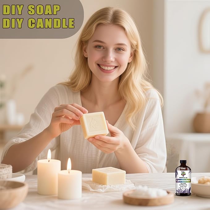 Lavender Essential Oil (4 oz/120 ml) — Lavender Oils for Aromatherapy, diffusers, humidifiers, Home fragrances, DIY Skincare, soap Making, DIY Candle Making, Relaxation, Yoga, and Meditation GV77ZFESSENTIALOILBUYNOW