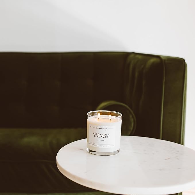 Calyan Wax Co. 2 Wick Candle, Lavender + Bergamot Scented Candle, 37 Hour Burn Time, Aromatherapy Soy Candles, Non Toxic & Vegan Soy Wax, Glass Tumbler Scented Candles, 8.8oz - Bloomnest