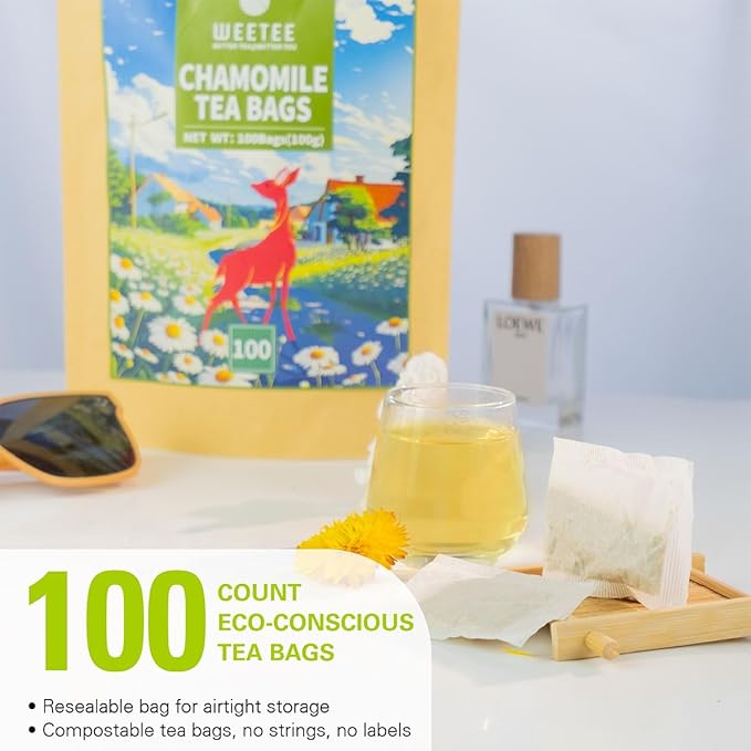 WT WEETEE Chamomile Tea bags, Made with 100% Pure Chamomile Flowers, Natural Caffeine-free Herbal Tea for Relaxation - Bloomnest