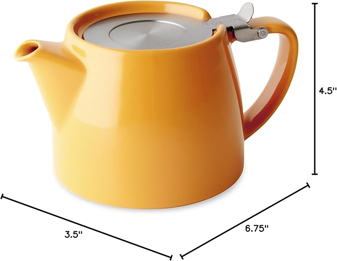 FORLIFE Stump Teapot with SLS Lid and Infuser, 18-Ounce, Mandarin