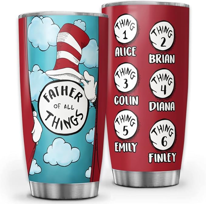 Father of All Things Tumbler, 20oz or 30oz Custom Stainless Steel Mug for Dad, Personalized with Kids' Names and Thing Numbers, Funny Gift for Father’s Day, Birthday or Everyday Laughter - Bloomnest
