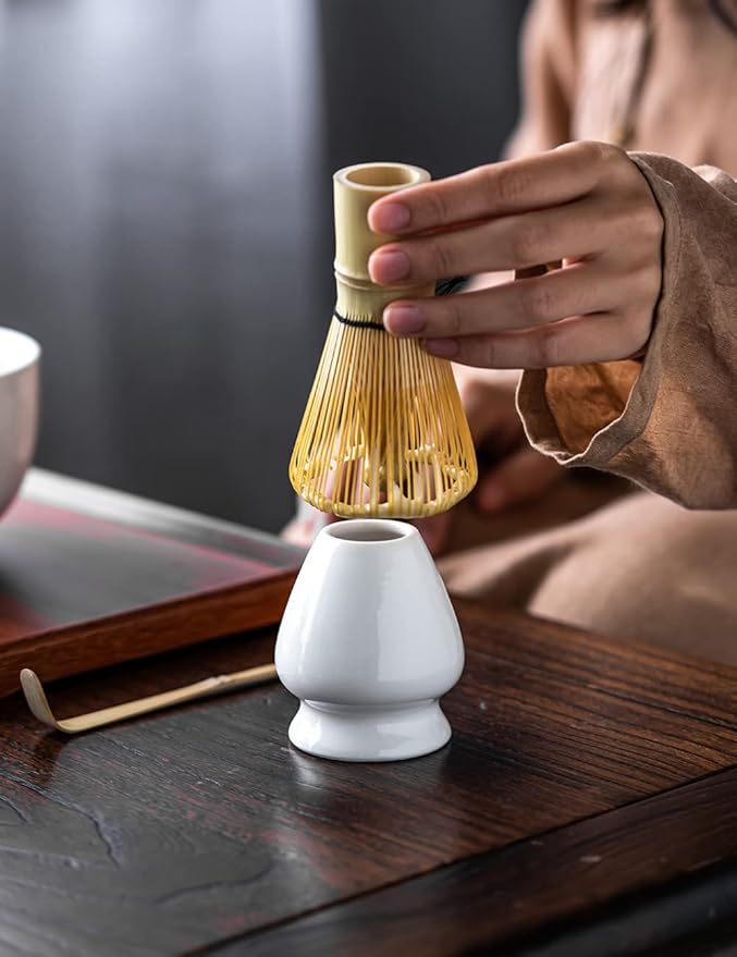TANG PIN Matcha Set - Match Bowl and Whisk,15 OZ, Matcha Scoop | Matcha Whisk Stand (Chasen Holder) - 4pc Perfect Matcha Kit for Matcha Tea Ceremony (White) - Bloomnest