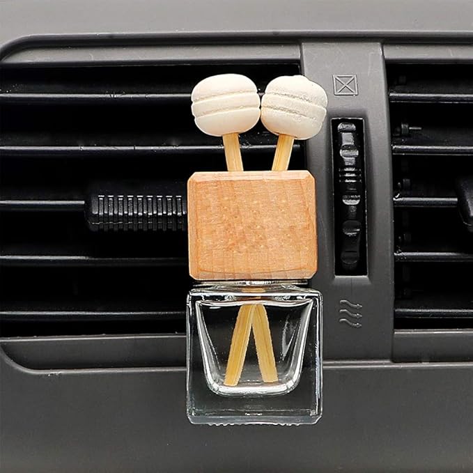 10 Pack,8ml Clear Glass Car Air Freshener Perfume Clip Diffuser,Empty Essential Oil Perfume Vials Diffuser Vent Outlet,Thick Glass Ornament With Wooden Caps,FREE Funnel,Dropper - Bloomnest