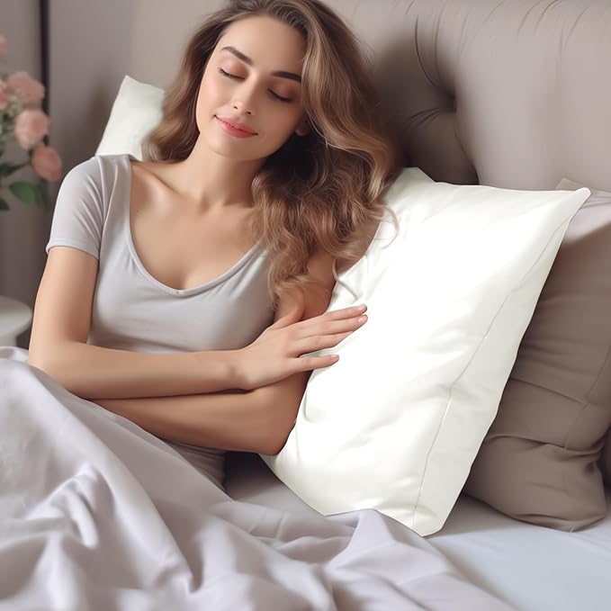INFIIXSO Mulberry Silk Pillow Cases King Size Set of 2, Silk Pillowcase with Hidden Zipper 20"x36", Extraordinary Smooth and Soft Pillow Case for Hair and Skin(Cream, 2 Pack) - Bloomnest