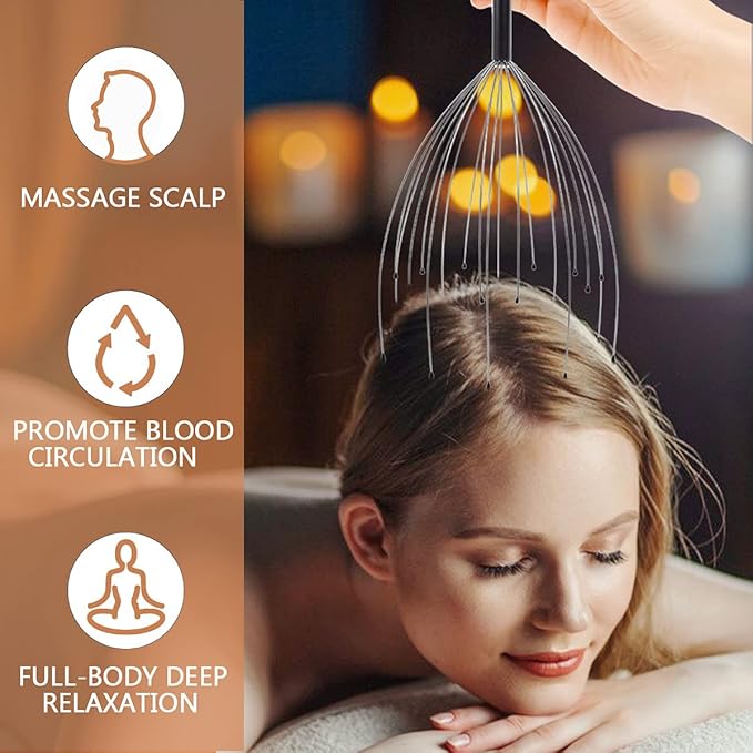 Svjetiq 2 Pack Head Massager Scalp Massager 20 Fingers Handheld Scalp Scratcher Head Scratcher Stress Relax for Deep Relaxing, Christmas Gift Stocking Stuffers for Men Women Adults Svjetiq