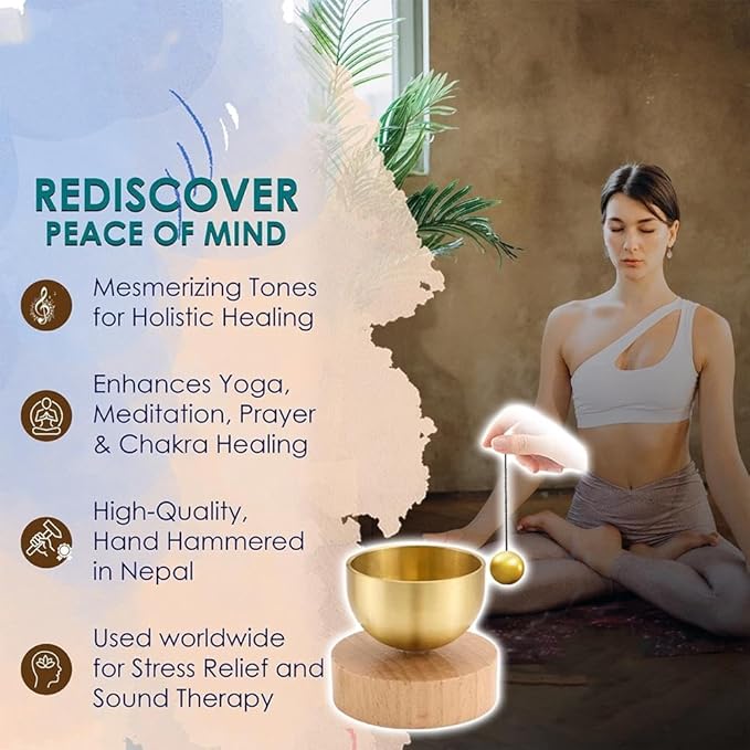 Mini Brass Singing Bowl Set, Handcrafted Small Tibetan Sound Bowl with Cushion, 3-in-1 Meditation Tool for Sound Therapy, Aromatherapy & Mindfulness for Yoga, Relaxation & Stress Relief - Bloomnest