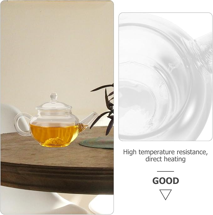 BESPORTBLE Heat Resistant Glass Tea Pitcher with Mesh Strainer Clear Small Teapot for Flower and Fruit Tea Comfortable Handle for Women and Housewarming Parties