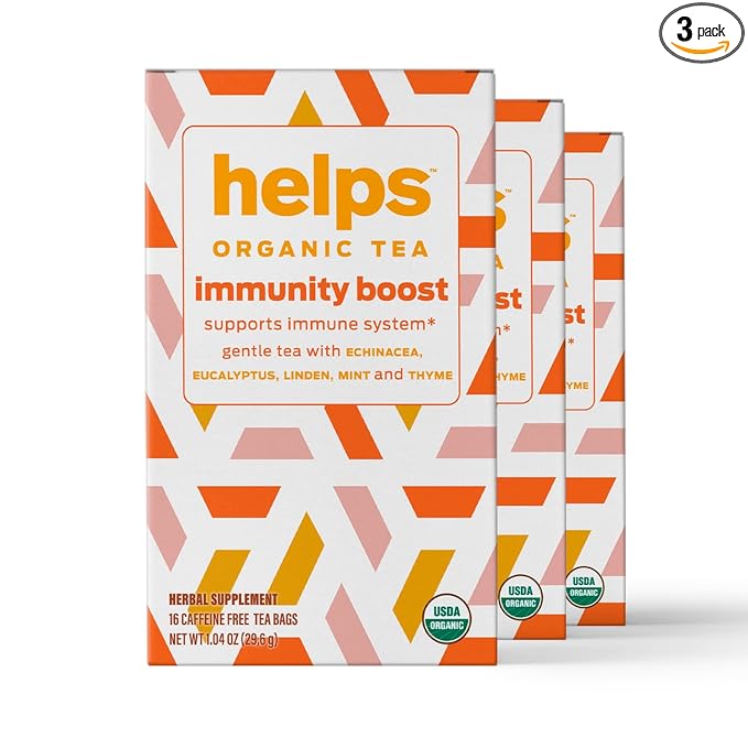 HELPS TEAS | Helps Immunity Boost Tea | Organic herbal blend of Echinacea, Eucalyptus, Mint, Linden, Thyme and Natural Honey Flavor. Facilitates Respiratory Health | 16 Tea Bags - Pack of 3 | - Bloomnest