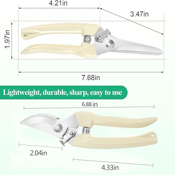 Premium garden shears, meperez pruning scissors gardening tools, pruners for flower, bushes, rose and fruit tree, use for florist, yard and orchard the plant clippers, sharp white steel anvil snips, 2 - Bloomnest