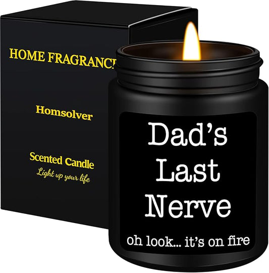 Homsolver Dad Gifts from Daughter Son, Gift for Dad Who Wants Nothing, Birthday Fathers Day Christmas for Stepdad Adoptive Father, Dad's Last Nerve Sandalwood Scented Candle