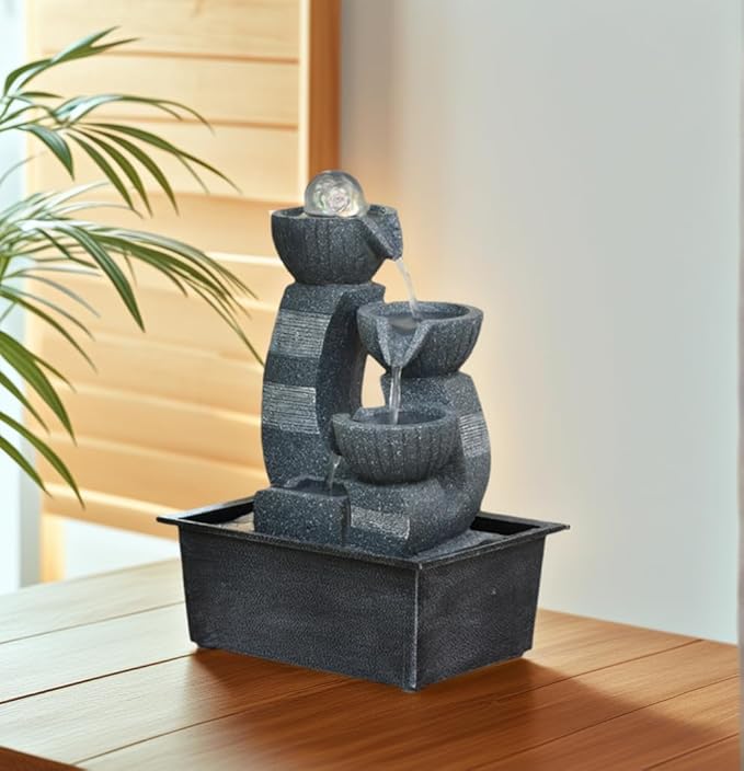 Tabletop Water Fountain, Waterfall Fountain with LED Lights Suitable for Office and House Decor House ，Warming Gifts New Home(2735) - Bloomnest