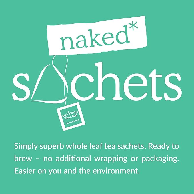 Two Leaves and a Bud Organic Peppermint - 50 Naked Tea Sachets, Naturally Caffeine Free, Whole Leaf Herbal Tea in Eco-Friendly Unwrapped Compostable Sachets, Resealable Bag, 50 Count (Pack of 1) - Bloomnest